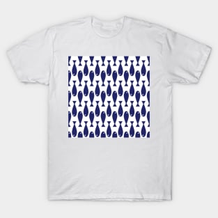 Simple Navy Fish Geometric Pattern T-Shirt